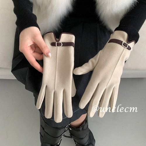 可触屏加绒加厚手套女士冬季