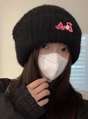 大头围毛线帽子女秋冬季2026新款针织帽护耳堆堆帽韩版显脸小灰色