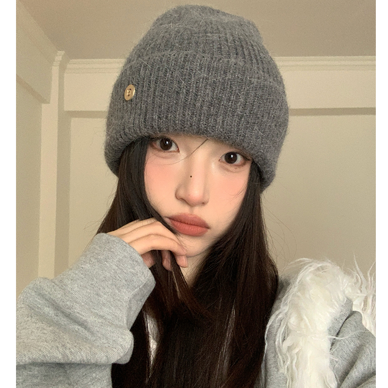 韩版女秋冬季字母毛线帽百搭保暖