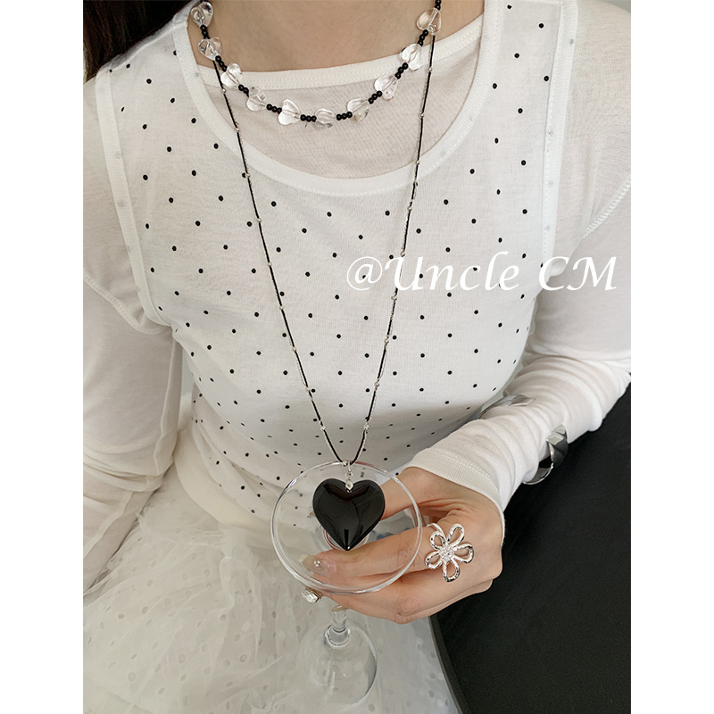 高级感长款叠戴透明爱心项链女