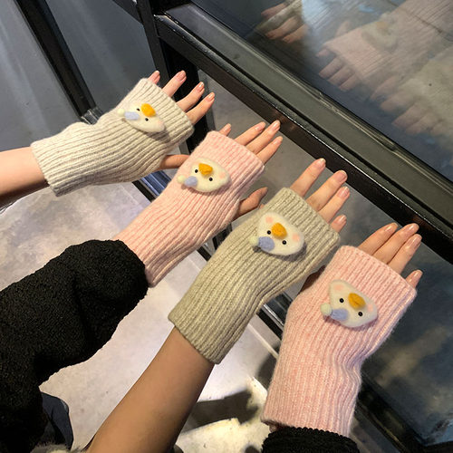 女韩版可爱半指手套保暖