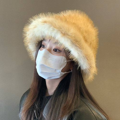韩版秋冬季毛绒绒渔夫帽保暖百搭