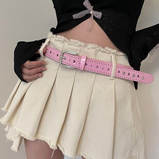 带ins风装 学生牛仔裤 饰皮带 粉色千禧辣妹风韩版 y2k腰带女2026新款