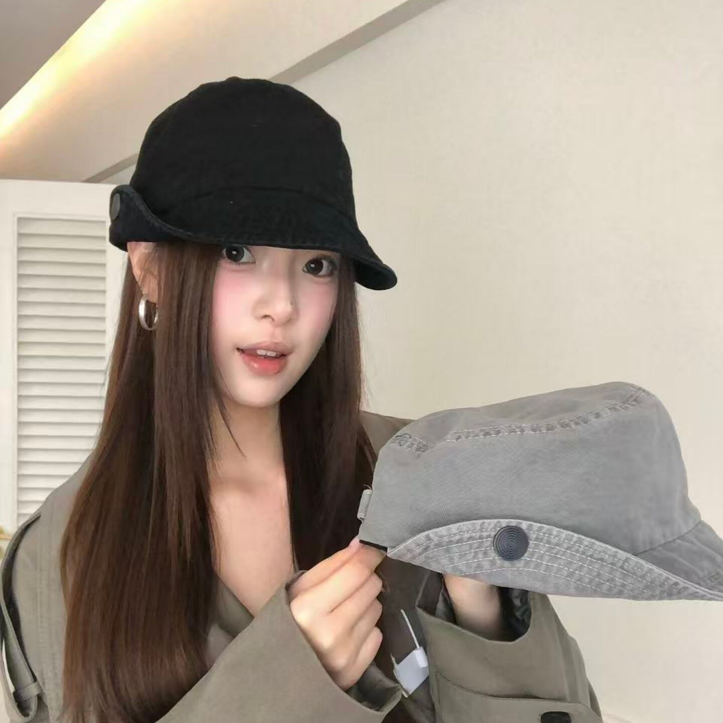杨超越同款翻檐牛仔渔夫帽子女图片