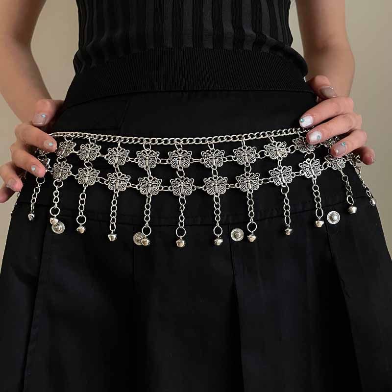 镂空蝴蝶金属民族风流苏腰带百搭