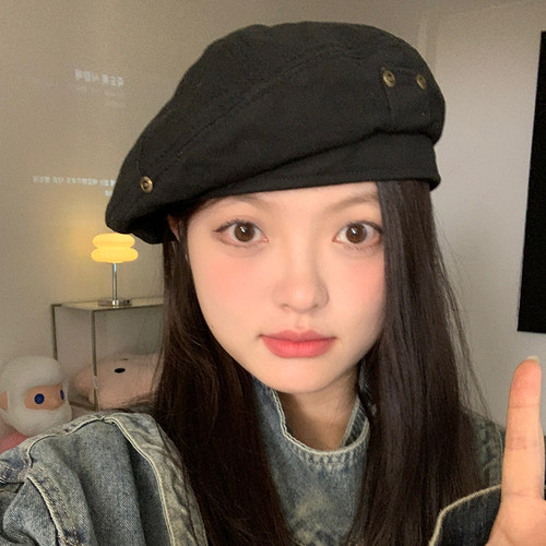 日系复古女牛仔贝雷帽