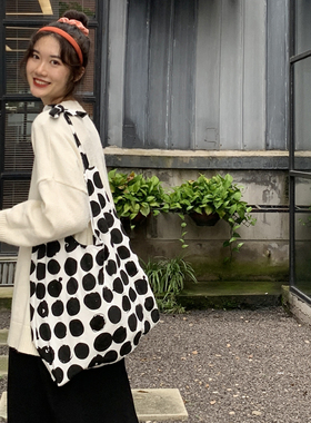 韩版大容量慵懒风ins手拎单肩包环保购物袋简约文艺帆布包书包女