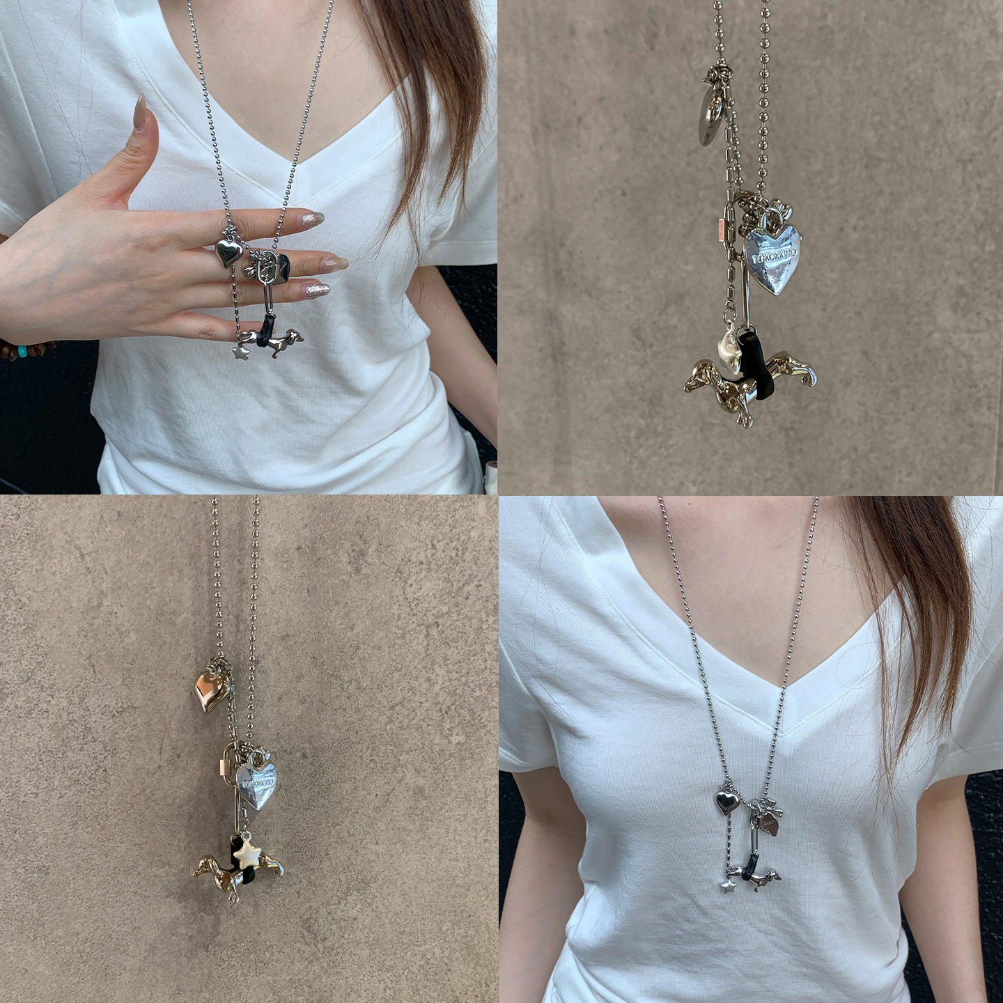 高级感爱心小狗吊坠项链女