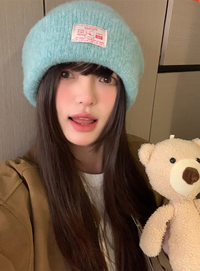 秋冬季韩系加厚大头围毛线帽女