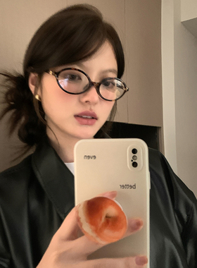 张元英同款复古豹纹窄框眼镜女高级感玳瑁素颜书呆子椭圆小框眼镜