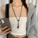 复古民族风星星羽毛吊坠项链女波西米亚叠戴双层长款 毛衣链配饰潮