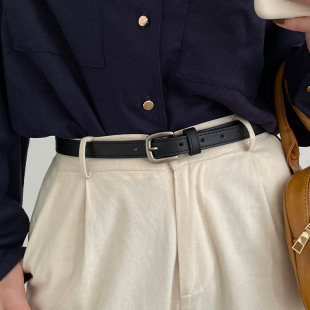 美式 裤 复古黑色百搭简约装 西装 带腰带ins 饰牛仔裤 皮带女2026新款