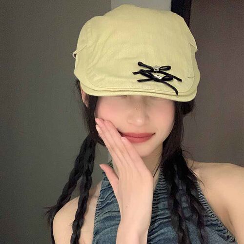 韩版英伦风女款夏季蝴蝶结前进帽