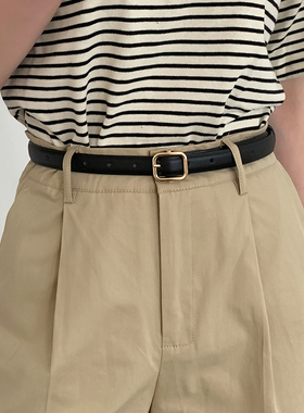 复古简约小皮带女士新款高级感韩版百搭配牛仔裤细腰带黑色ins潮