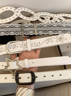 原创设计蕾丝腰带女小众高级感配裙子牛仔裤带腰封百搭白色皮带潮