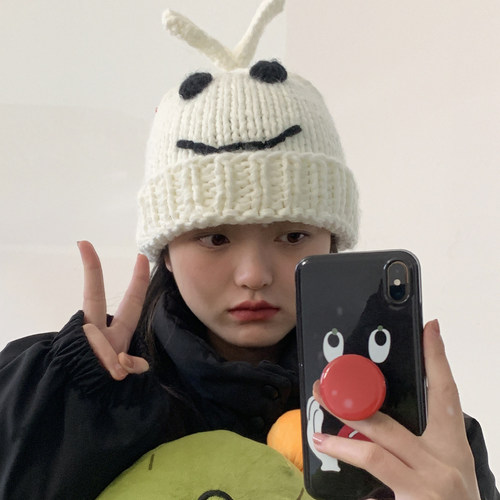 网红搞怪毛线帽子女秋冬季