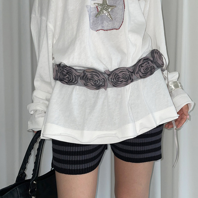 高级感玫瑰花朵腰带女