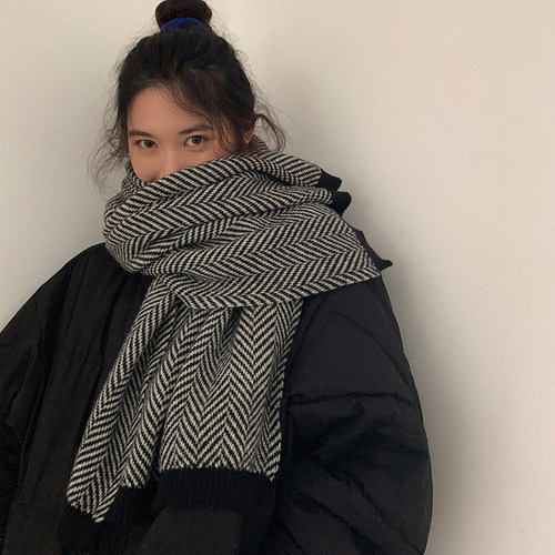 ins仿羊绒围巾男女日系保暖围脖