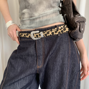 美式 带配饰皮带 复古辣妹风豹纹腰带女小众设计感y2k配裙子牛仔裤