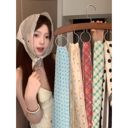 韩系氛围感波点长条丝巾女款