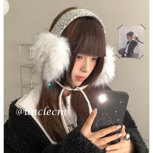 韩系氛围感毛绒绒耳罩女冬季