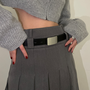 带韩系简约黑色潮 饰配牛仔裤 腰带女装 饰高级感百搭休闲小众皮带装