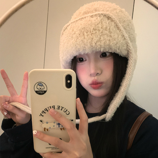 保暖防寒雷锋帽子女秋冬季 加厚加绒护耳帽针织毛线帽巴拉克拉法帽