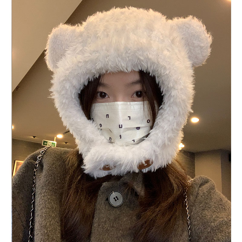 巴拉克拉法帽毛绒绒小熊针织帽子女秋冬季2025新款保暖护耳毛线帽,服饰配件/皮带/帽子/围巾,帽子,淘宝优惠券,粉丝福利购,淘宝优惠卷