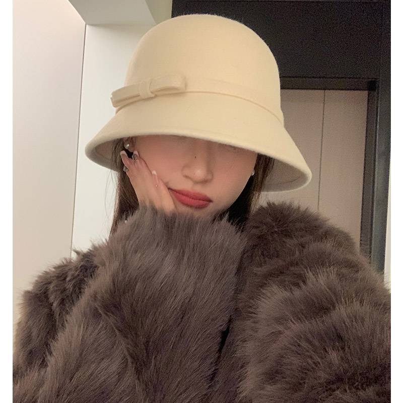赫本风女秋冬盆帽大头围