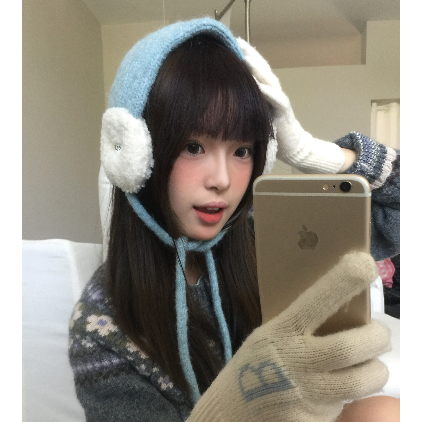 含羊毛韩版可爱毛绒耳罩女冬季
