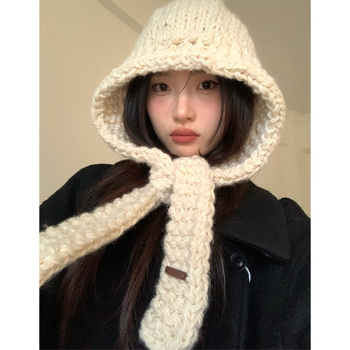 手工秋冬大头围毛线帽保暖百搭女
