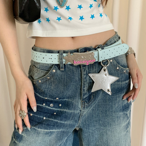 千禧Y2K波点星星腰带女