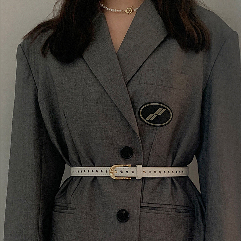 免打孔镂空夏季时尚白色韩国皮带