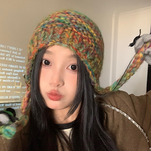 可爱女秋冬毛线针织帽保暖护耳
