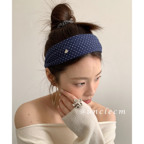 韩系波点宽边发箍女氛围感