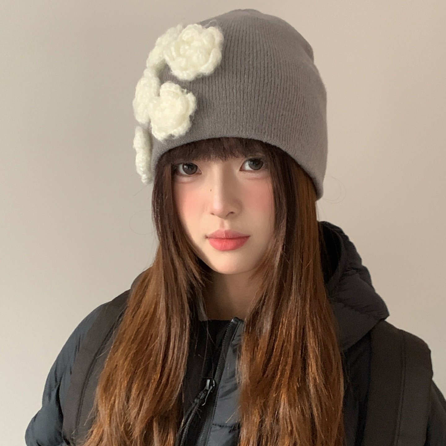 韩系高级感立体花朵针织帽子女冬季大头围护耳帽保暖显脸小毛线帽,服饰配件/皮带/帽子/围巾,帽子,淘宝优惠券,粉丝福利购,淘宝优惠卷