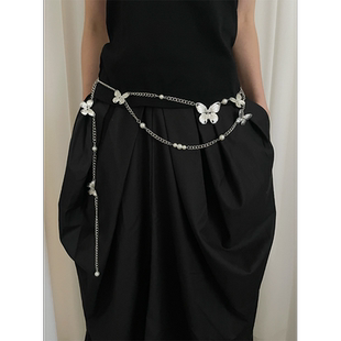 波西米亚民族风珍珠蝴蝶腰链女多层设计感腰带百搭连衣裙子配饰潮