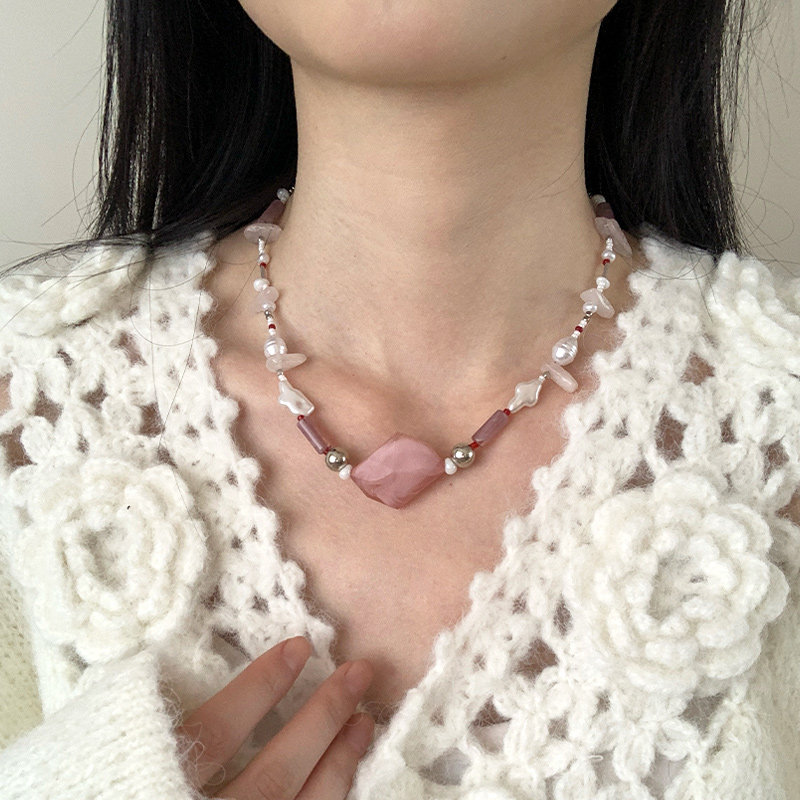 春夏新款不规则氛围感串珠项链女甜美百搭配连衣裙子颈链锁骨链潮
