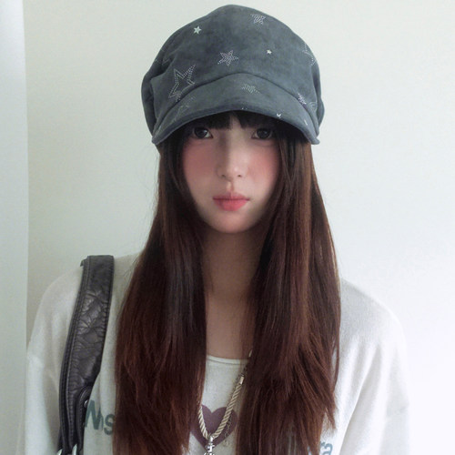 复古千禧风星星贝雷帽子女