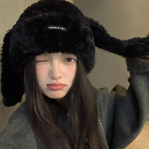 韩版女秋冬针织毛线帽保暖护耳