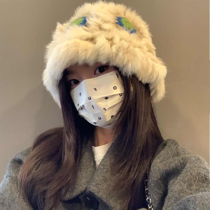 兔毛女秋冬针织毛线帽保暖