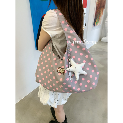 韩系高级感撞色波点托特包女