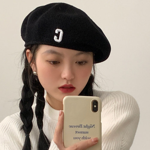 显脸小贝雷帽女2024年新款春秋季