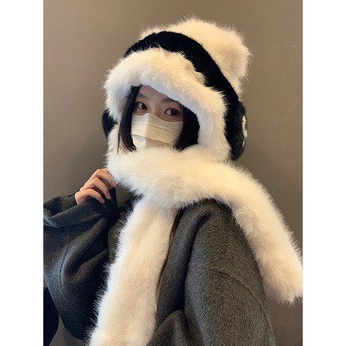 可爱毛绒耳机小熊雷锋帽加厚保暖