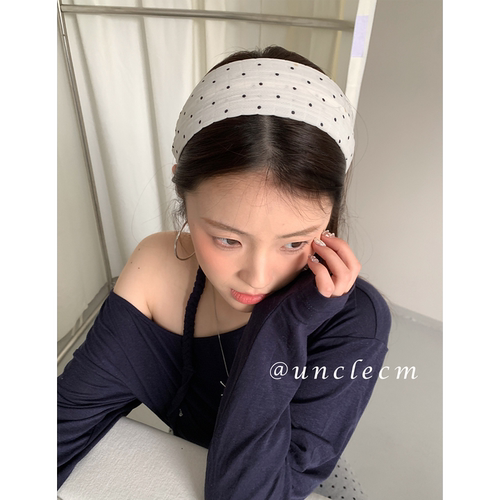 法式高级感波点宽边发箍女