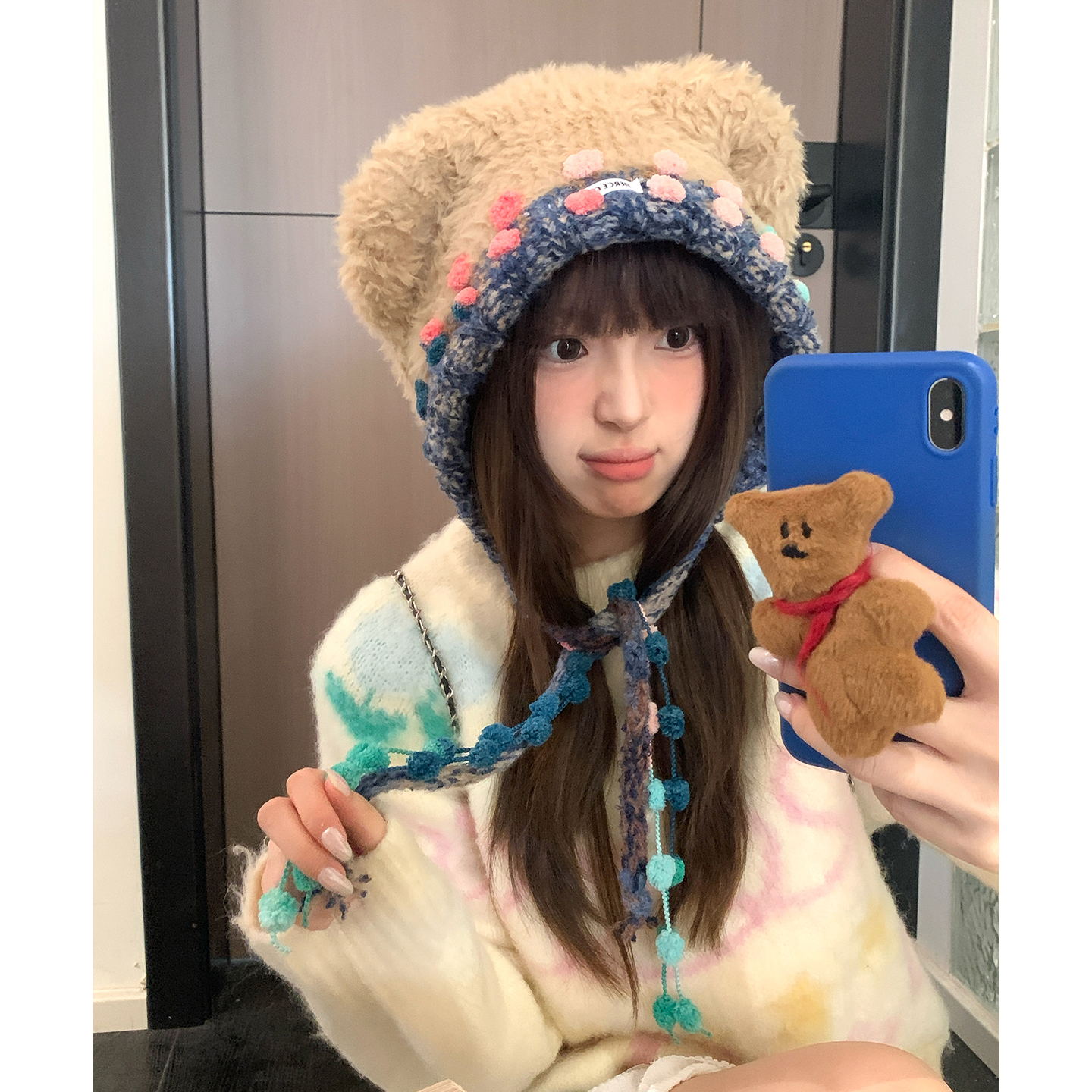 可爱毛绒小熊耳朵护耳雷锋帽