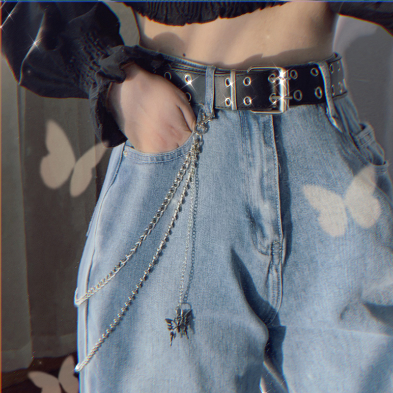 朋克链条牛仔裤夏季皮带