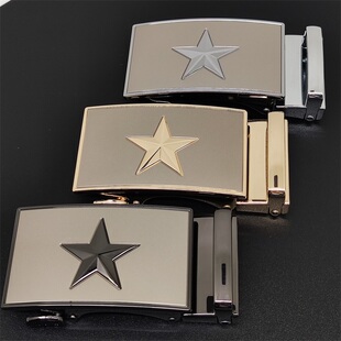 高档合金不生锈五星皮带扣头五角星内穿款自动腰带扣军迷裤带卡子