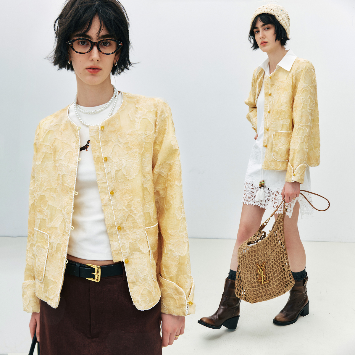 现货【精雕细琢】人丝烧花 双喷扎染 新中式国风长袖对襟盘扣外套