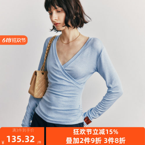 收腰长袖针织打底长袖T恤上衣女